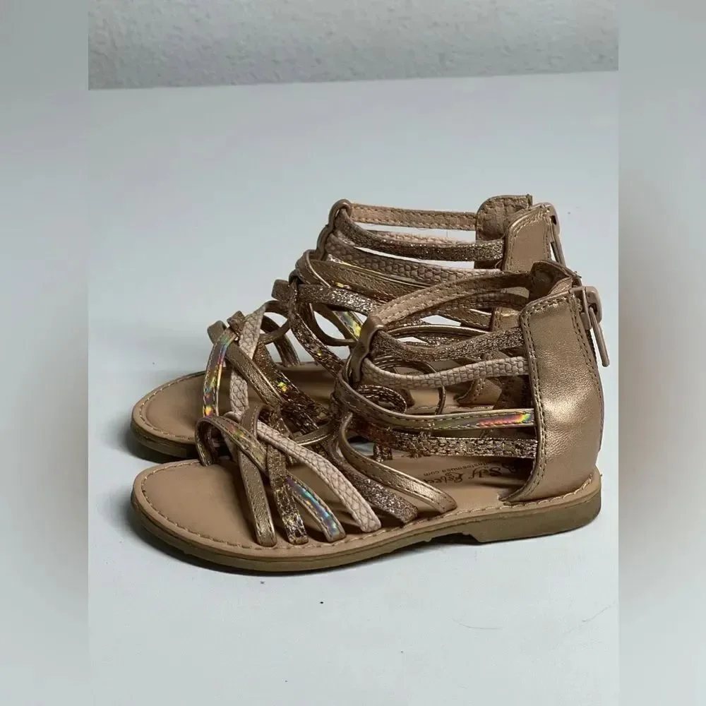 Self Esteem Girls Gladiator Sandals Glitter Strappy Open Toe Zip Closure Size 7